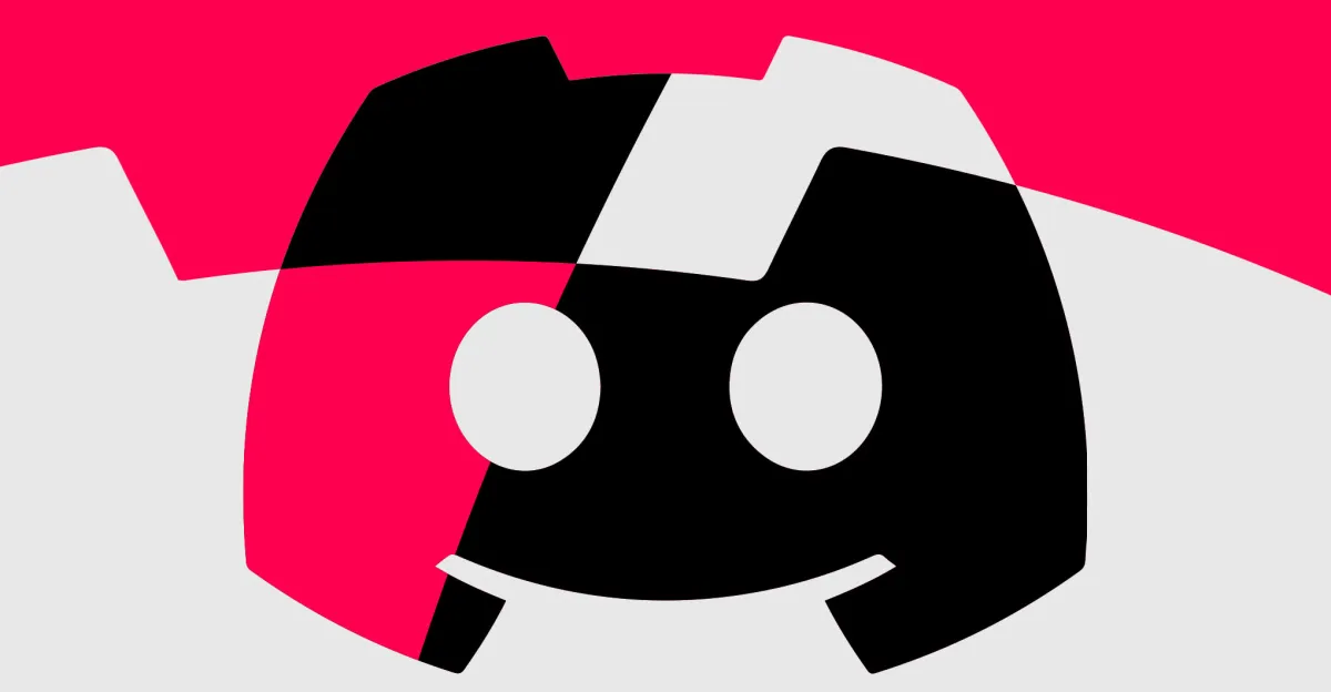 A stylized black face with pale eyes and a smile sits against a hot pink and light gray background.