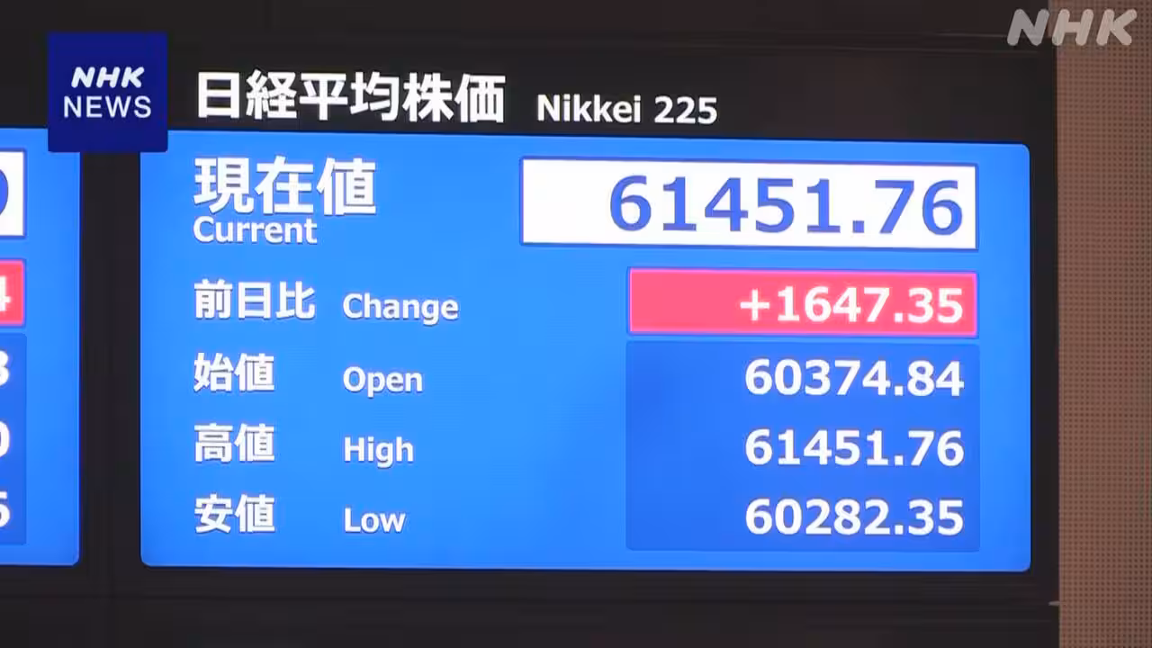 株価 一時1600円超値上がり トランプ氏“最終段階”発言などで