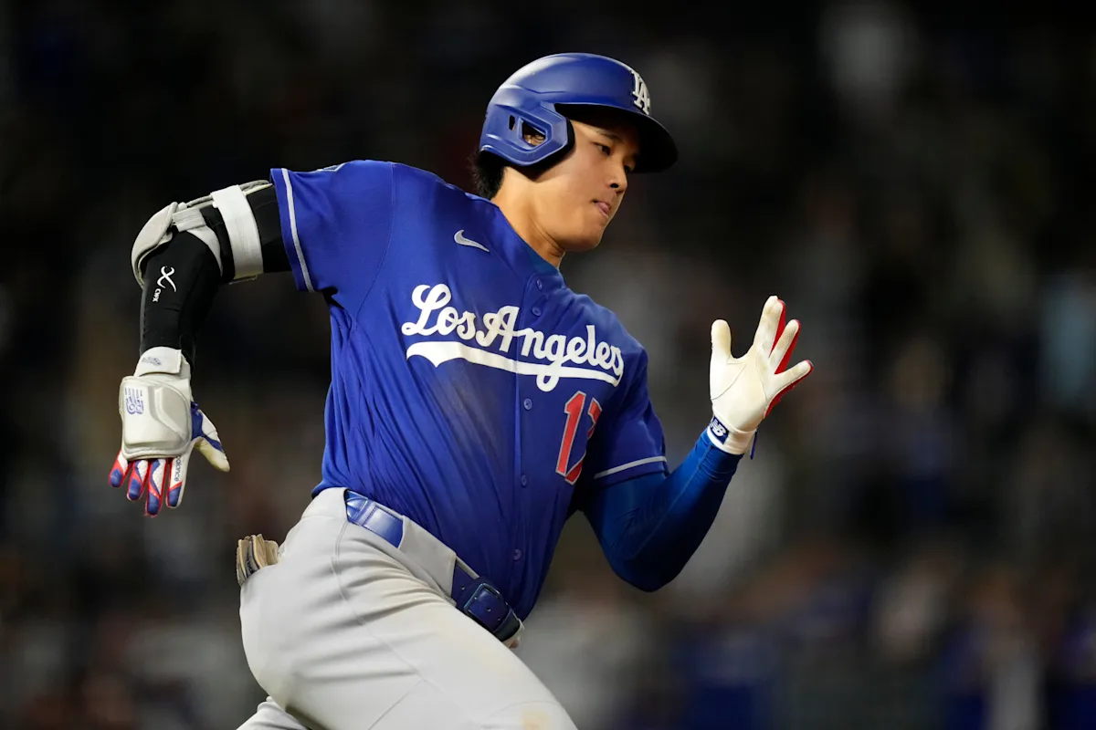 Shohei Ohtani gets 'Little League home run' with ball hit off netting at Angel Stadium in Dodgers' 15-2 win