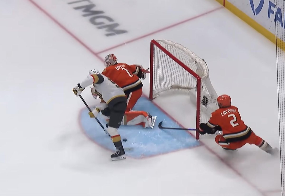 Watch: Golden Knights' Mitch Marner nets between-own-legs playoff goal vs. Ducks