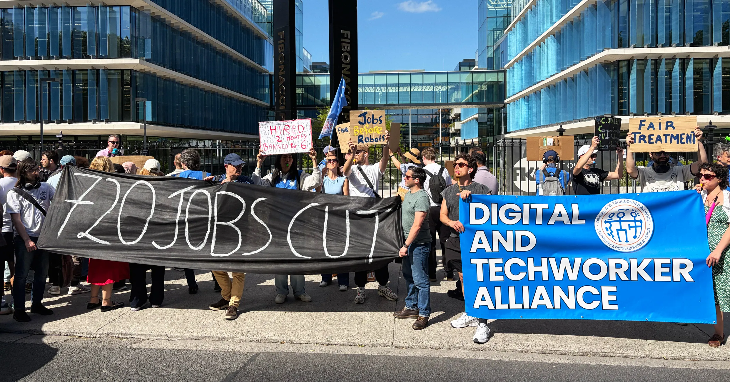 ‘We’re Just Getting the Crumbs Here’: Striking Contractors Protest Layoffs at Meta’s European Headquarters