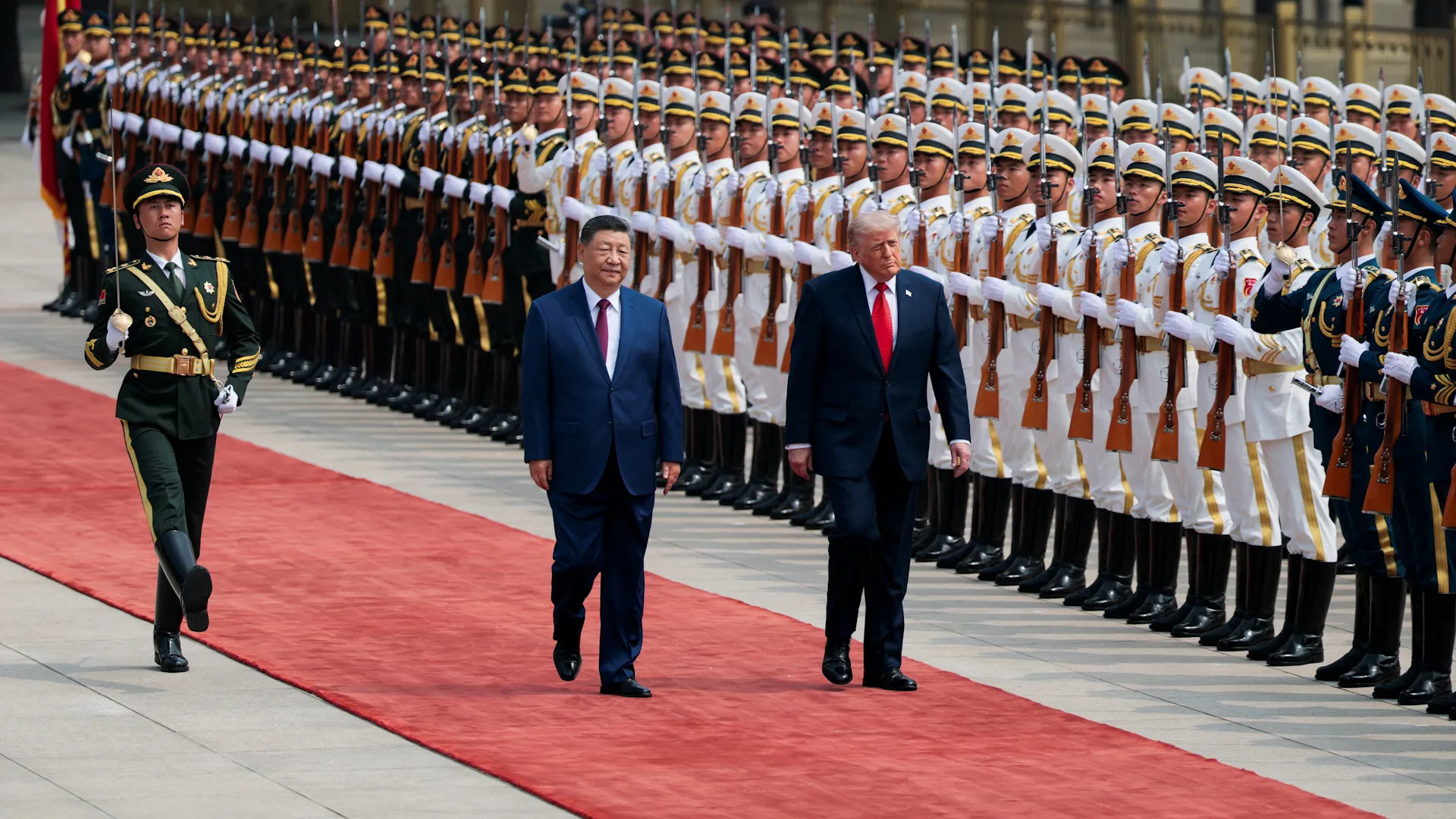 Xi Jinping welcomes Donald Trump with ceremony ahead of high-stakes meeting