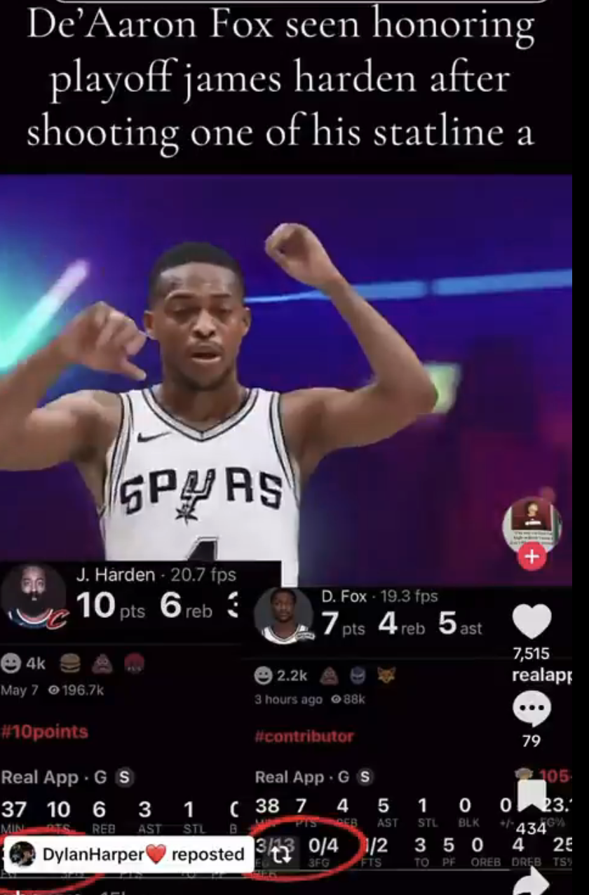 Dylan Harper reposted De’Aaron Fox slander video on TikTok after Spurs’ NBA Finals loss