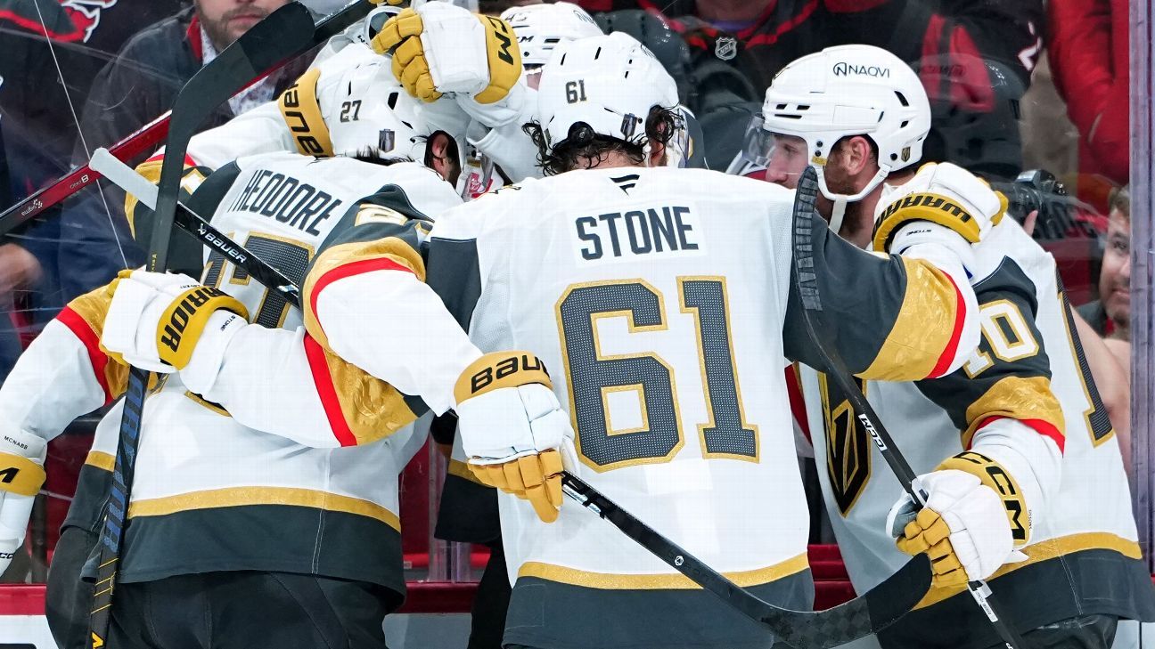 Hertl caps rally in third as Knights swipe Game 1