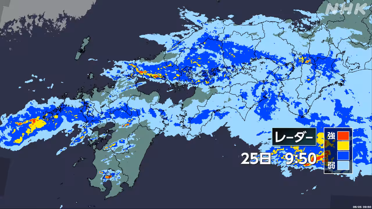 梅雨前線で九州北部で雨降り続く 台風は北上 厳重警戒を