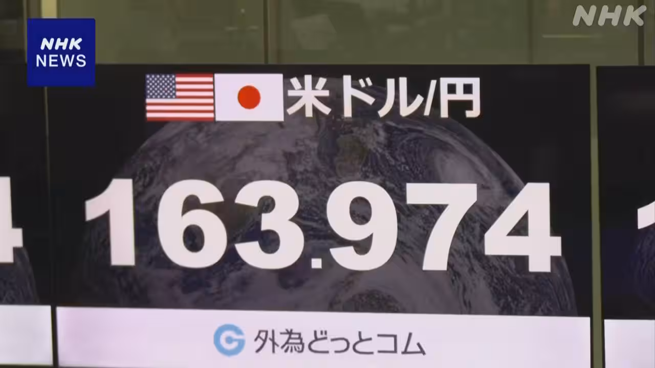 円安加速 1ドル164円に迫る 39年8か月ぶりの水準に