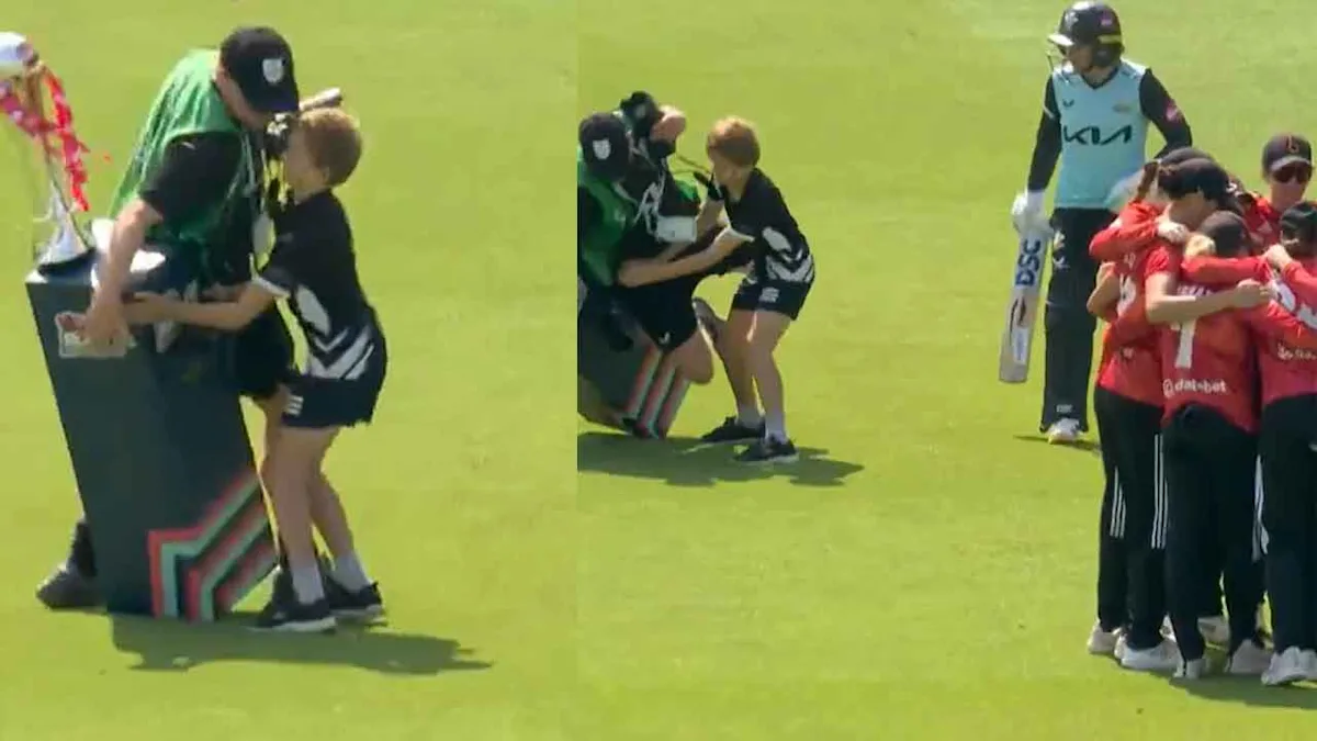 Hilarious! Cameraman tumbles over T20 Blast trophy moments before semifinal - WATCH