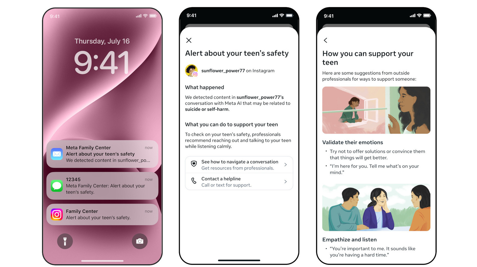 Meta will alert parents is their teens discuss self harm