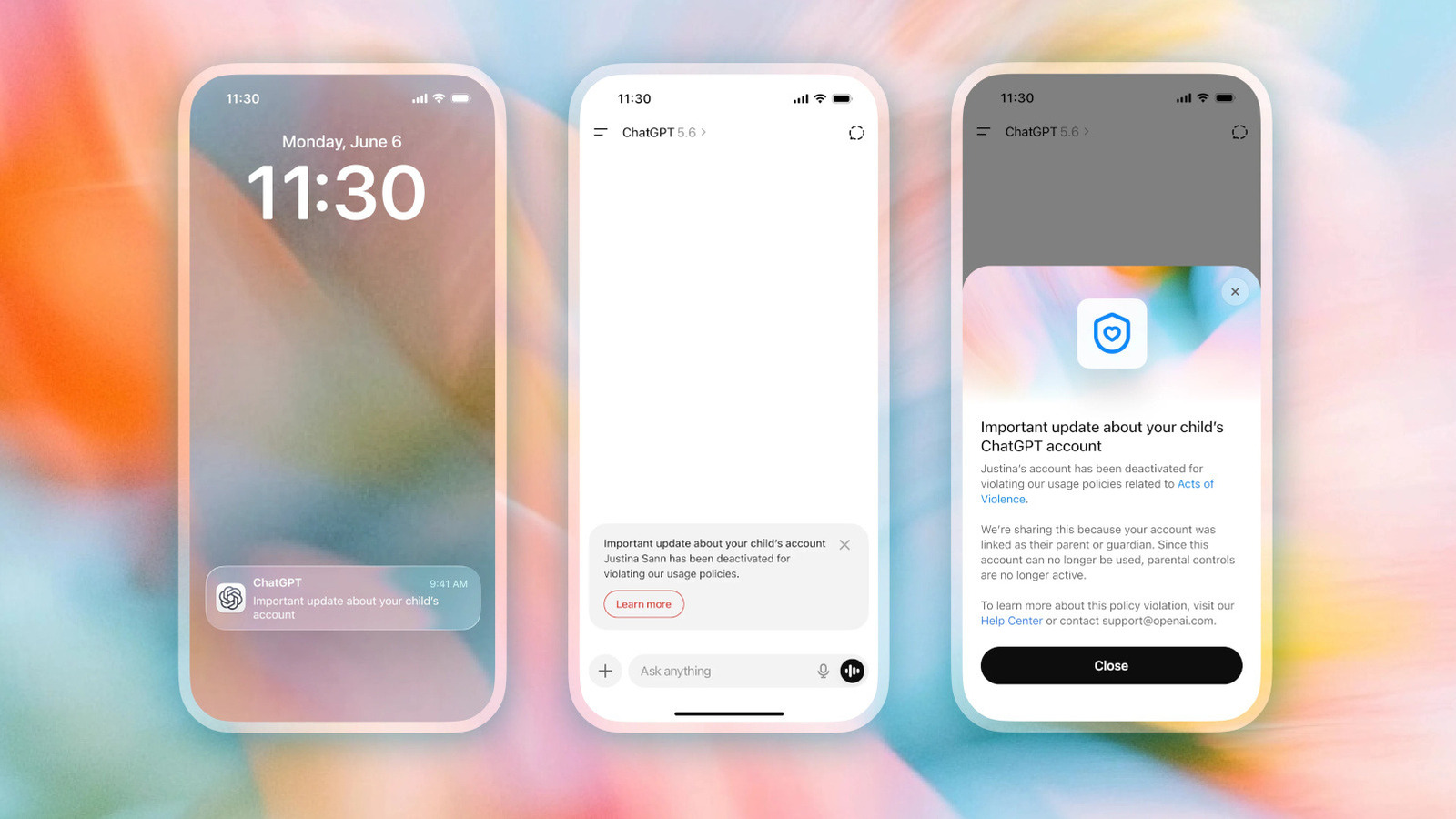 OpenAI will start notifying parents if their teen has been kicked off of ChatGPT