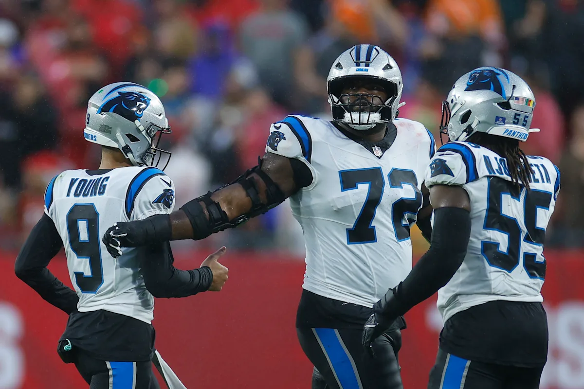 Starting Panthers RT Taylor Moton sidelined with blood clot, potentially clearing path for 1st-round rookie in key season for Bryce Young