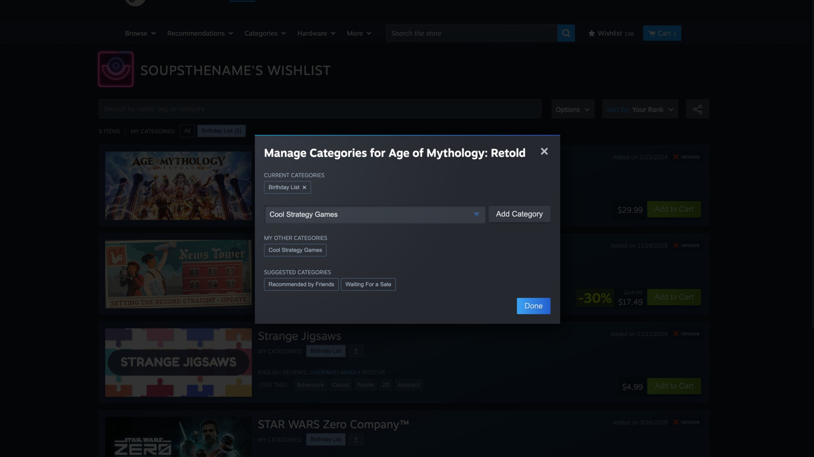 Steam adds handy gifting and wishlist updates
