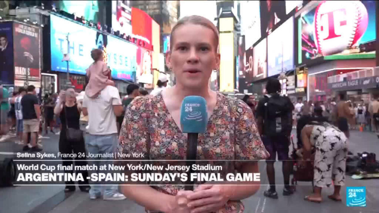 Times Square prepares for Sunday's World Cup final