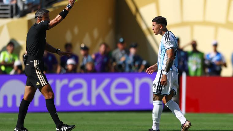 Why two yellow cards equals a red card for Enzo Fernandez to be down to 10 men for Argentina