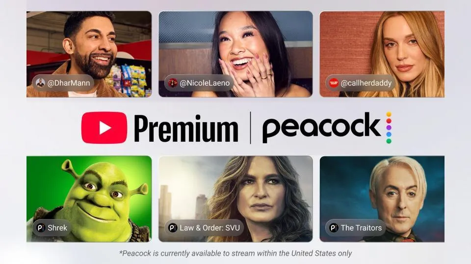 YouTube Premium will include Peacock starting next year