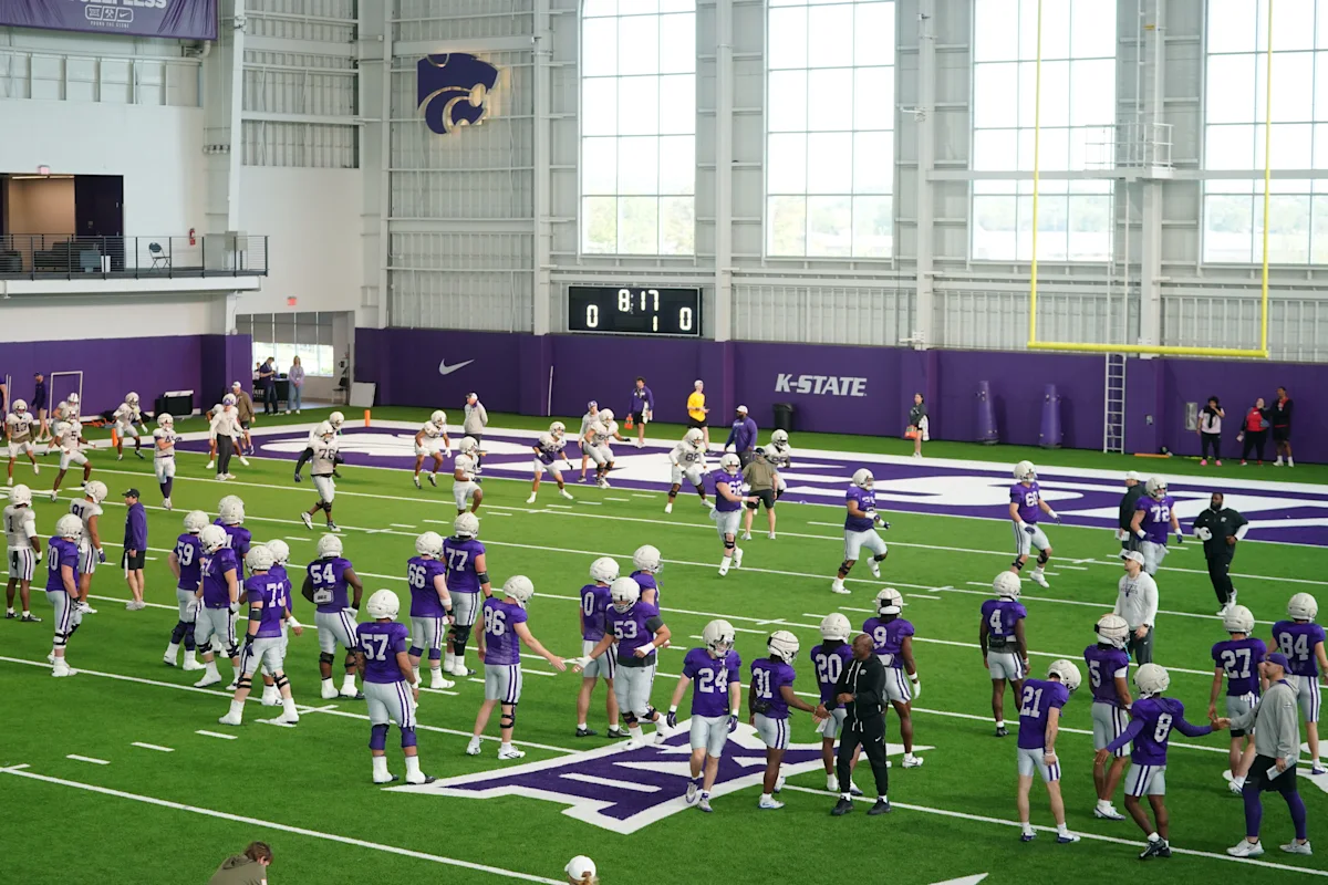 Kansas State football practice highlighted by missing OL starters