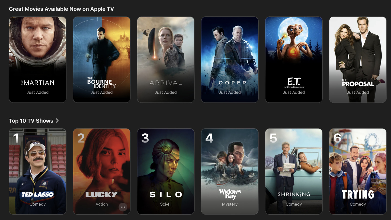 You can now watch classic movies like The Martian, E.T. and Zodiac on Apple TV