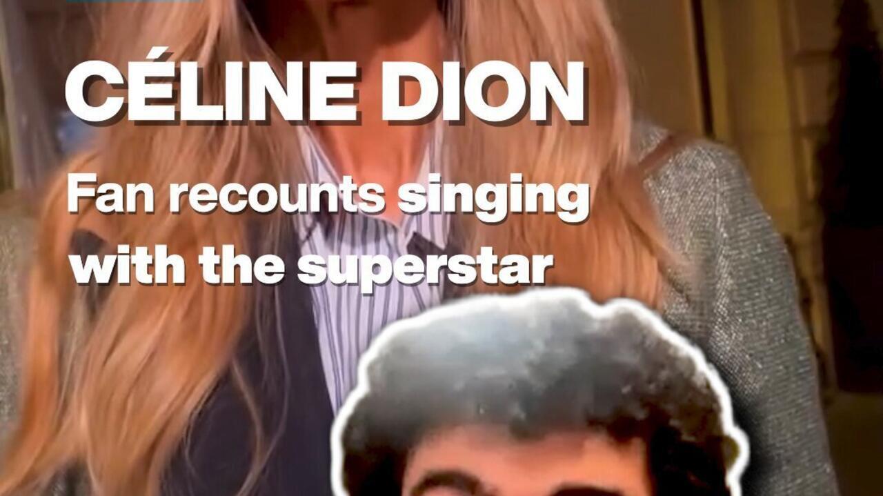 Promotional image showing a blonde woman beside a microphone with overlaid text about singing with a superstar.