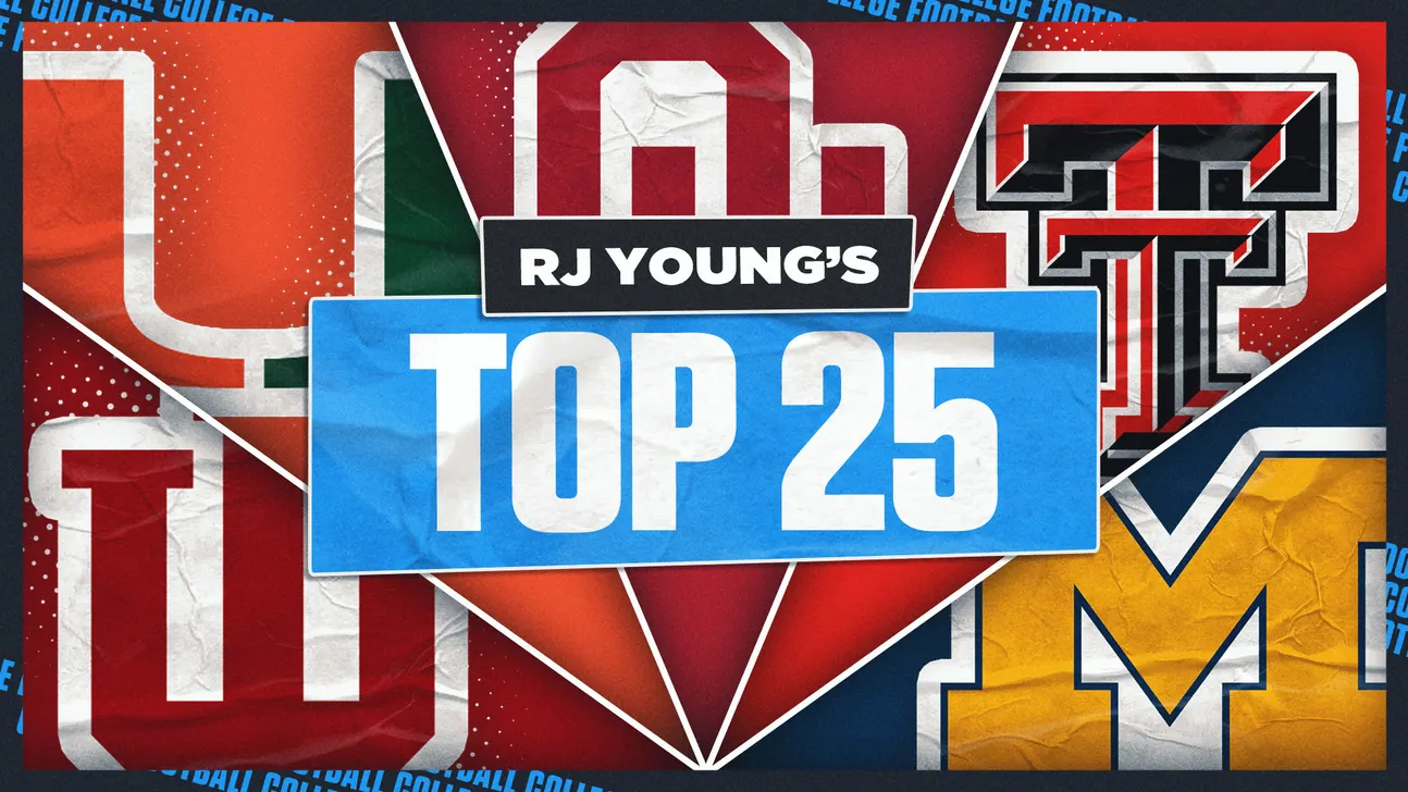 College football Top 25 graphic featuring Michigan's block M and other team logos