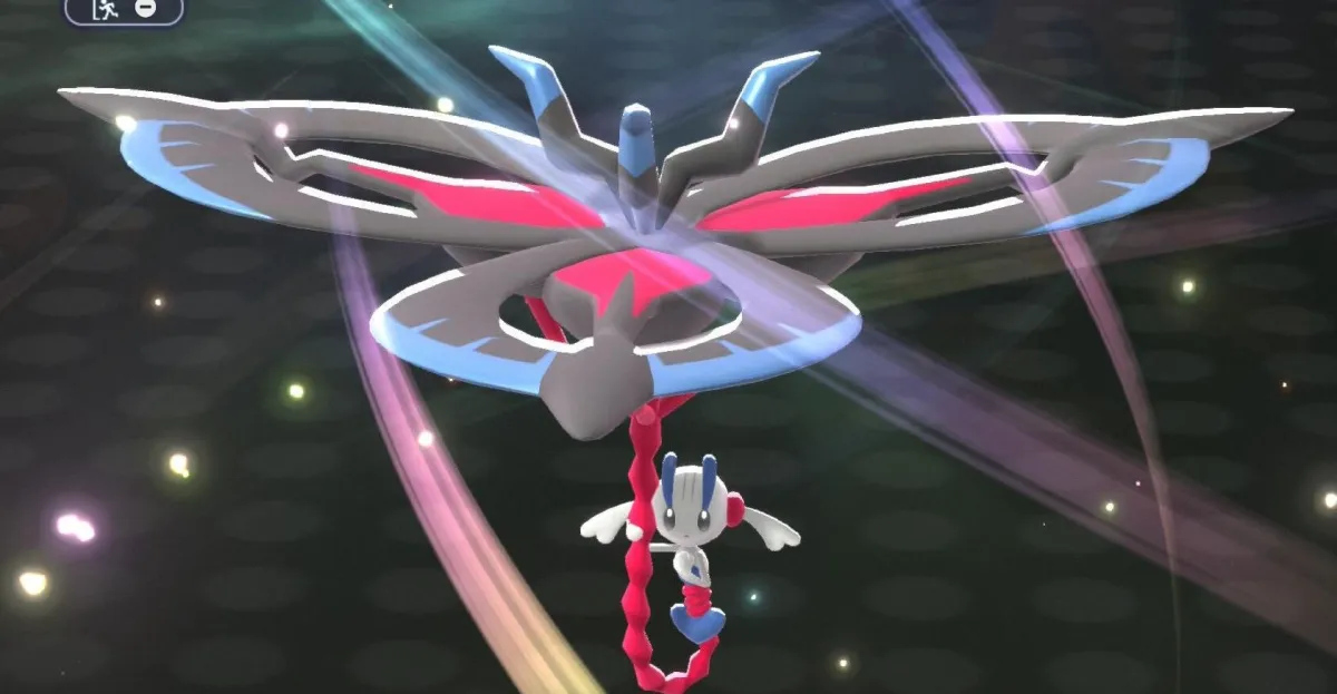 Stylized flying creature carries a small humanoid character through a glowing game environment.