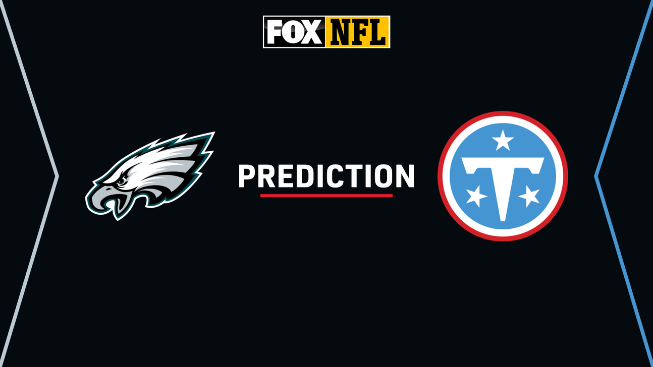 FOX NFL graphic showing Eagles and Titans logos with the word Prediction between them.
