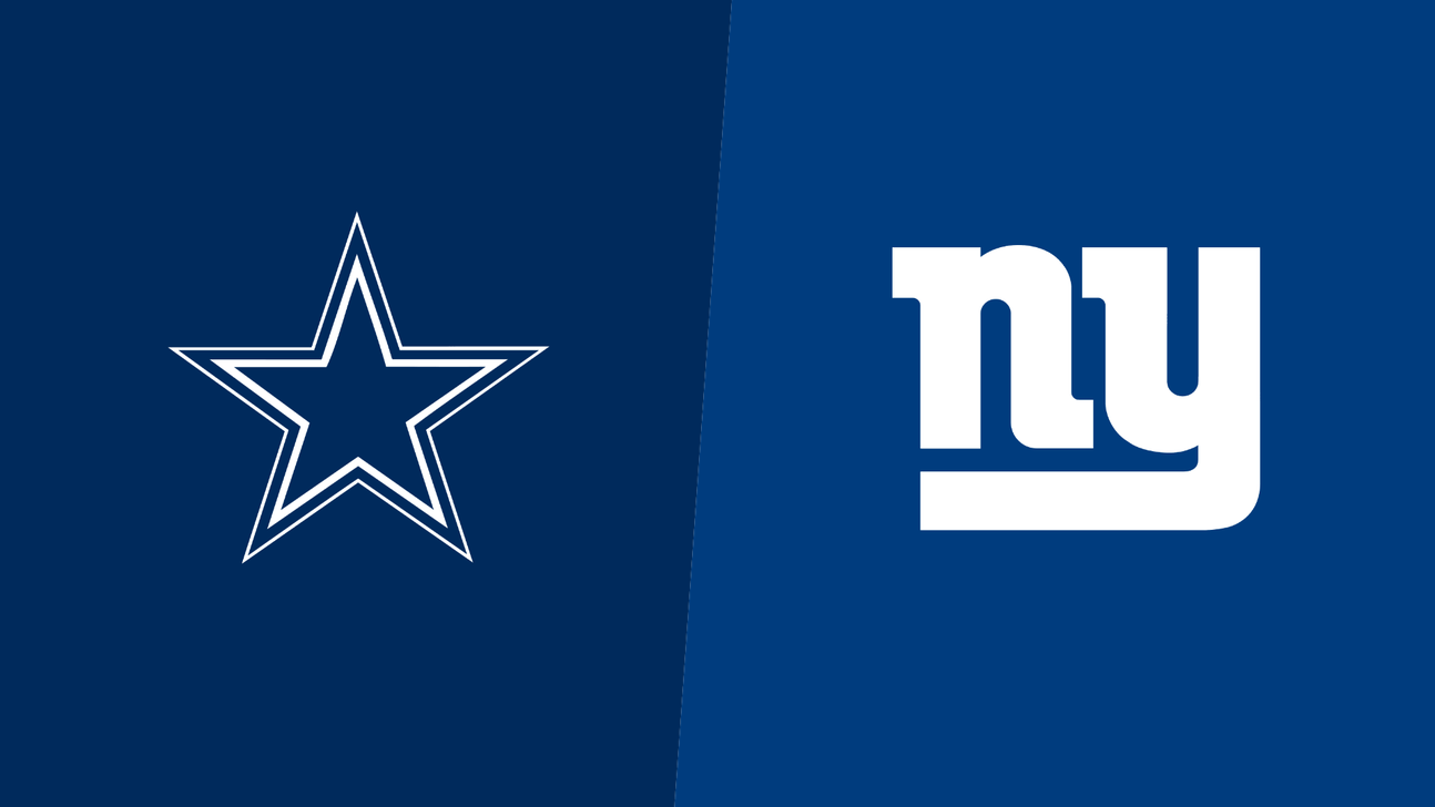 Dallas Cowboys and New York Giants logos displayed side by side on a blue background