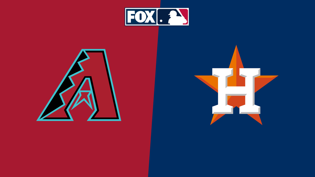 Arizona Diamondbacks and Houston Astros logos displayed on opposing colored backgrounds beneath a FOX MLB logo.