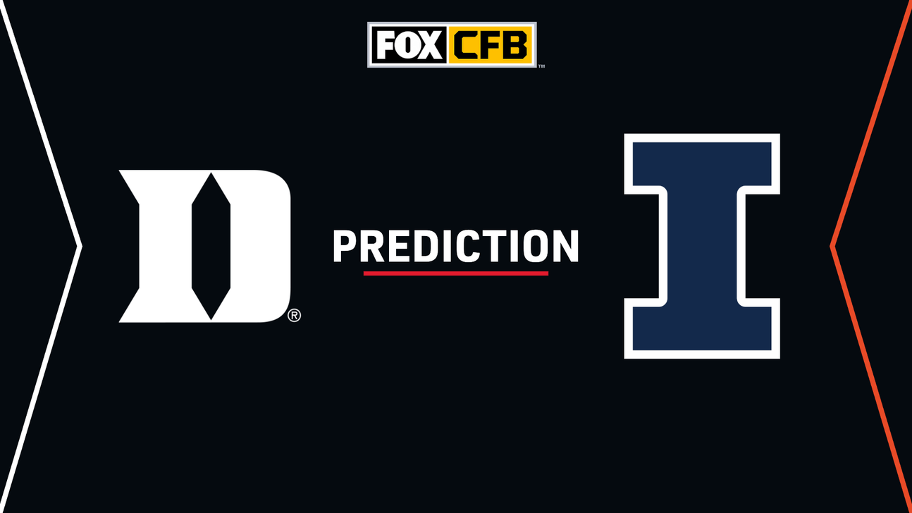 FOX CFB graphic showing Duke and Illinois logos with the word Prediction between them