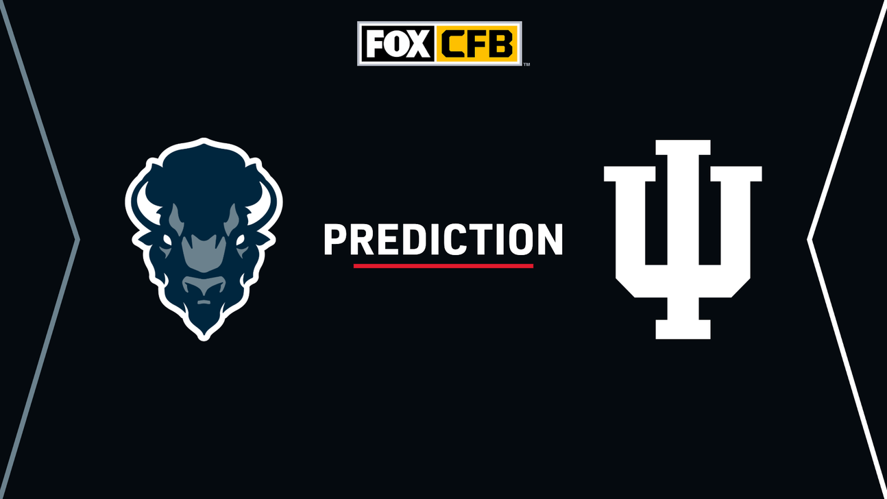 Fox CFB prediction graphic showing Howard and Indiana football team logos on a dark background.