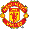 Manchester United football club crest featuring red, yellow, and black detailing on a transparent background