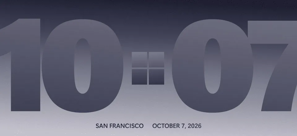 Graphic showing oversized “10.07” numerals with Microsoft logo and event date text.