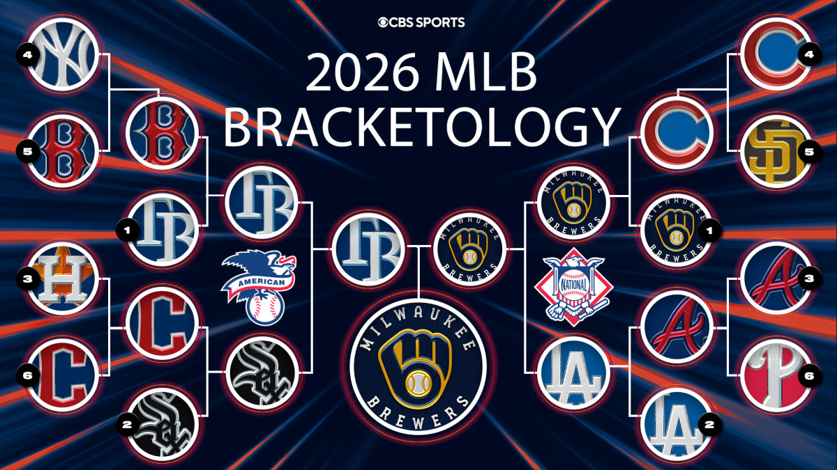 2026 MLB bracket graphic shows team logos and seed numbers arranged across a playoff tree.
