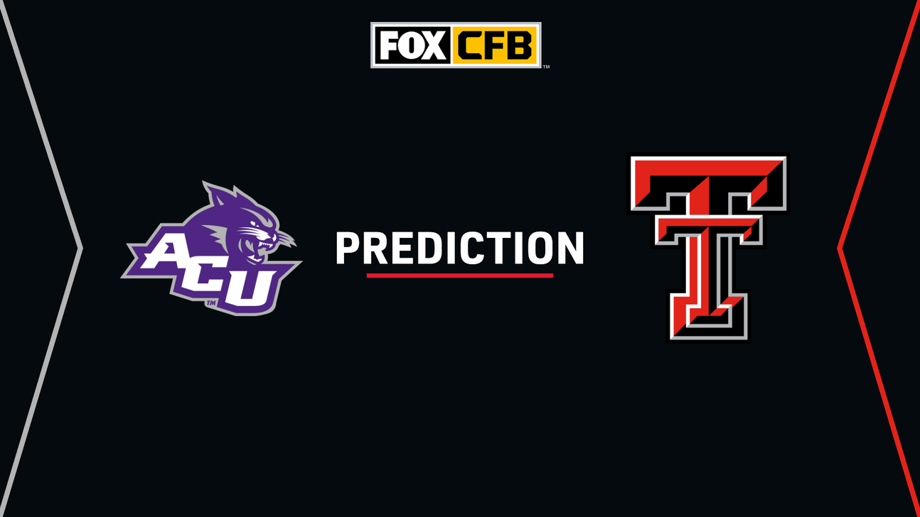 Abilene Christian and Texas Tech logos flank the word “Prediction” on a FOX CFB graphic.