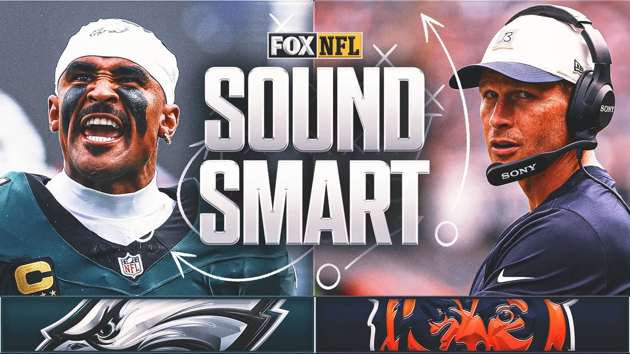 Graphic featuring Jalen Hurts and a coach beside large “Sound Smart” FOX NFL lettering