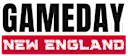 Graphic with bold white “GAMEDAY” lettering above a red banner reading “NEW ENGLAND.”