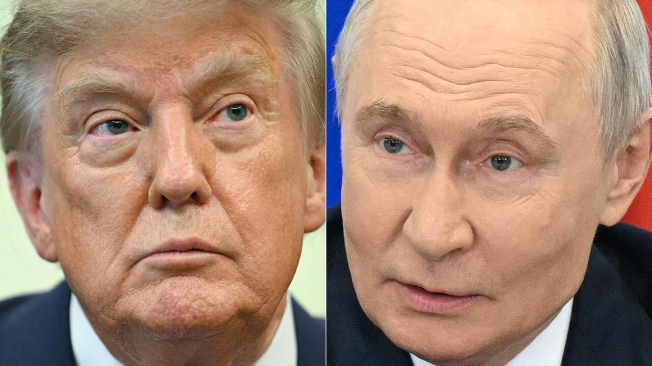 Side-by-side close-up portraits of Donald Trump and Vladimir Putin facing the camera.