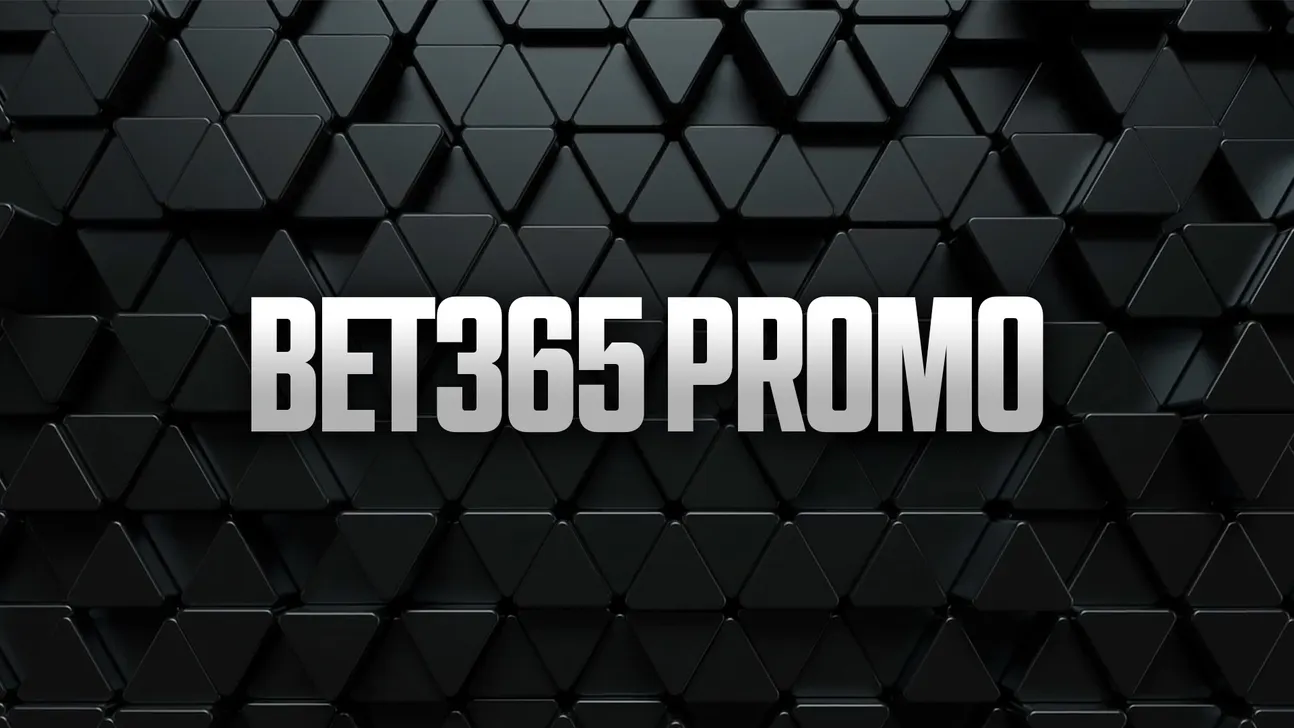 White “BET365 PROMO” lettering centered over a dark background of repeating raised triangular tiles.