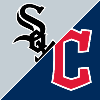 White Sox and Cleveland baseball team logos meet across a diagonal gray and navy background.