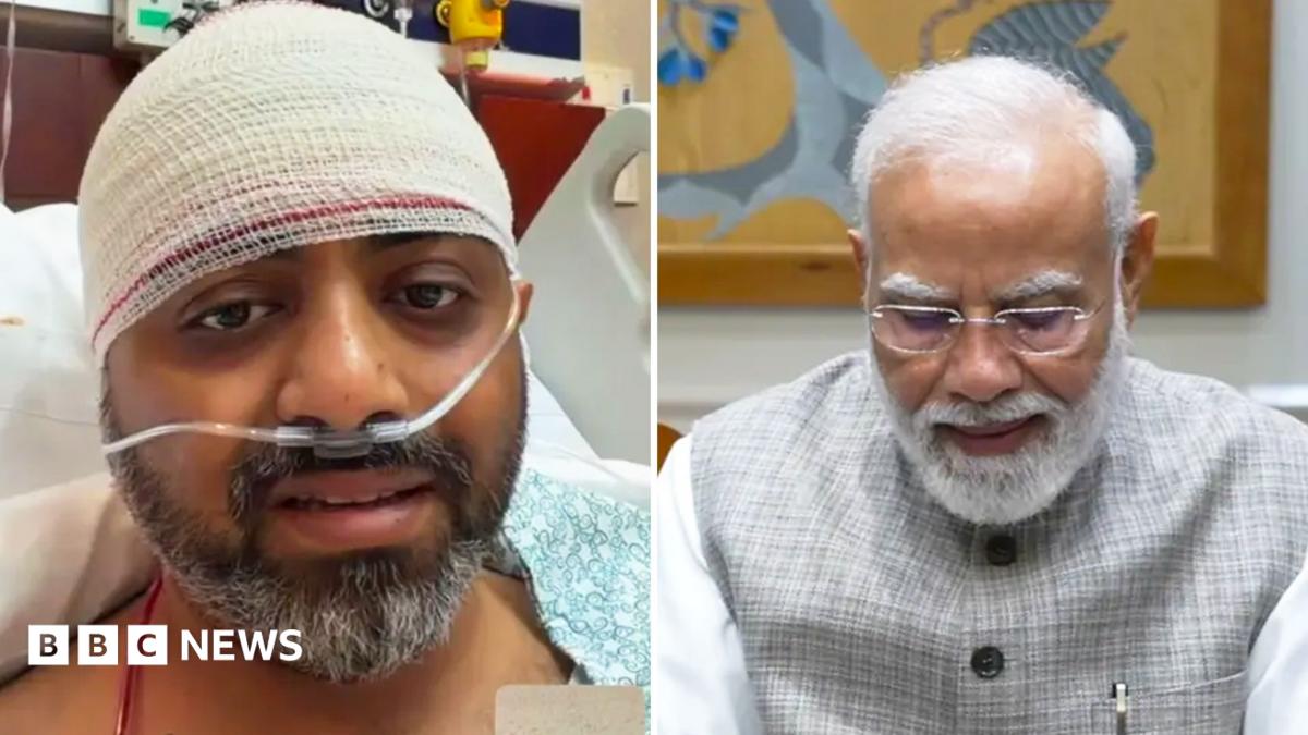 A bandaged man with a nasal oxygen tube appears beside an older bearded man in a checked vest.